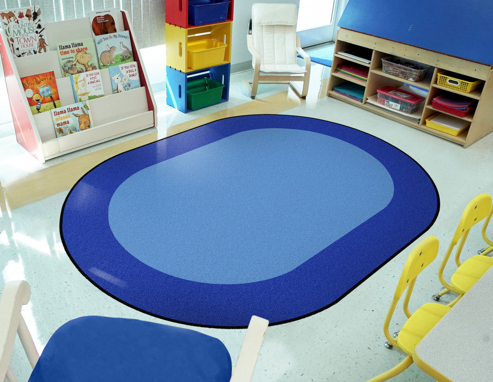 All Around Rug, Blue, Oval, 92"x64"