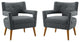 Sheer Upholstered Fabric Armchair Set of 2 - Gray