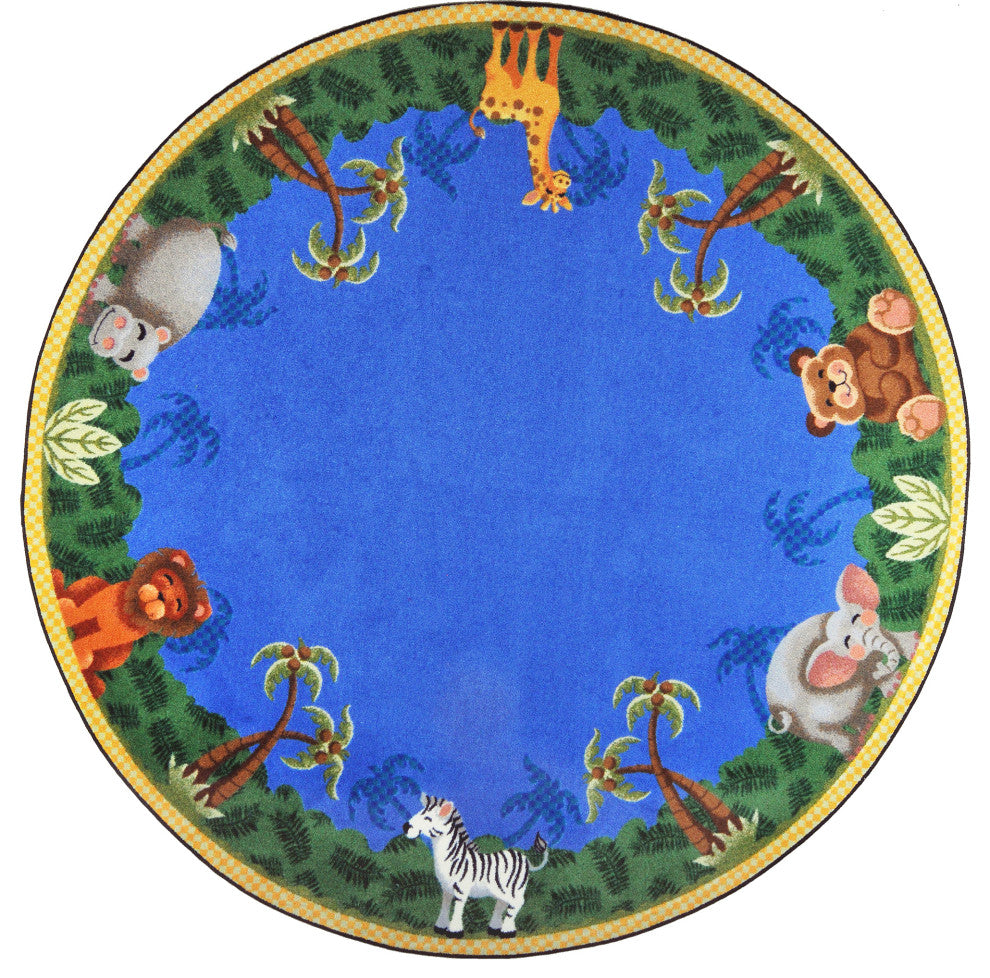 Kid Essentials Rug, Jungle Friends, 5'4" Round