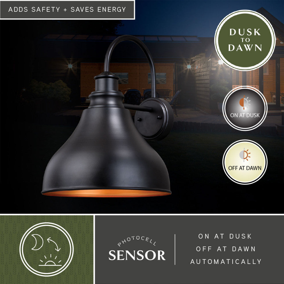 Delano 13" Outdoor Wall Light Oil Burnished Bronze and Light Gold