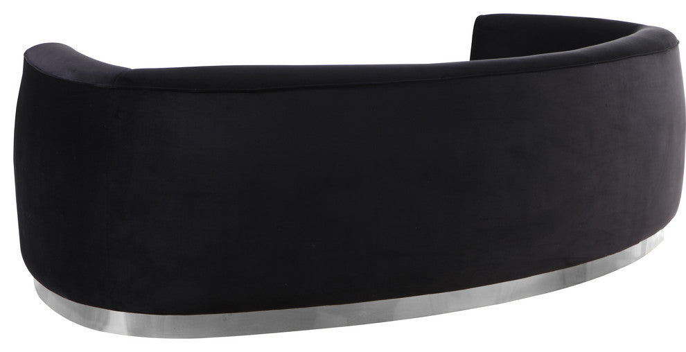 Julian Velvet Upholstered Sofa, Black, Chrome Base