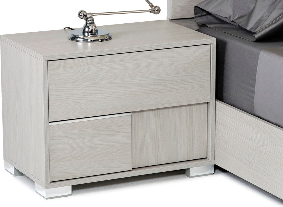 Modrest Ethan Italian Modern Gray Nightstand, Left