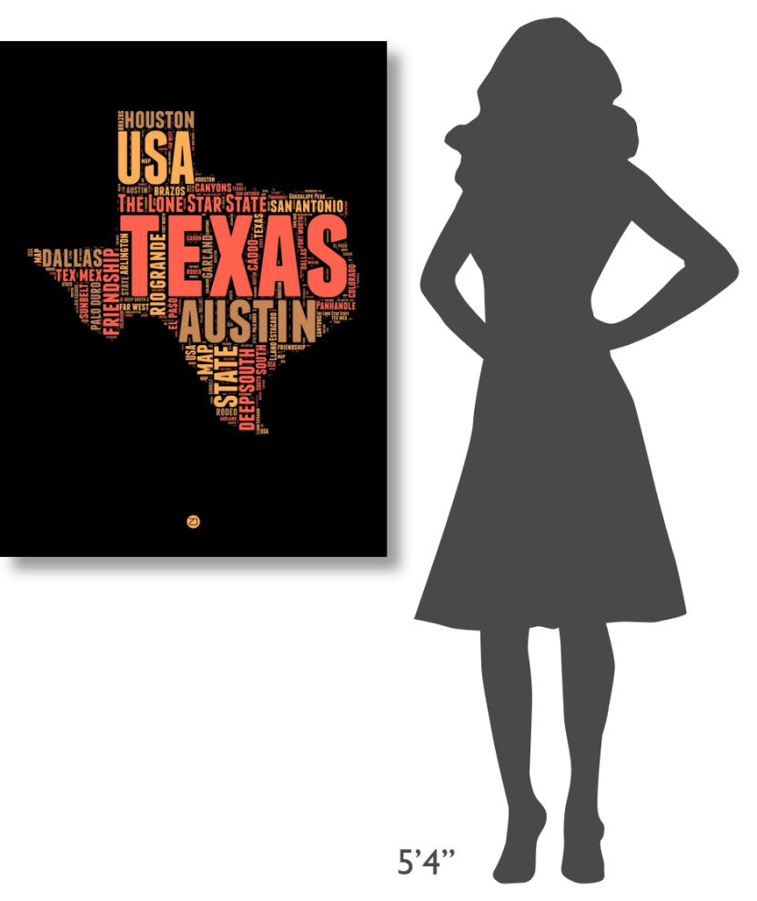 "Texas Word Cloud 1" Fine Art Print