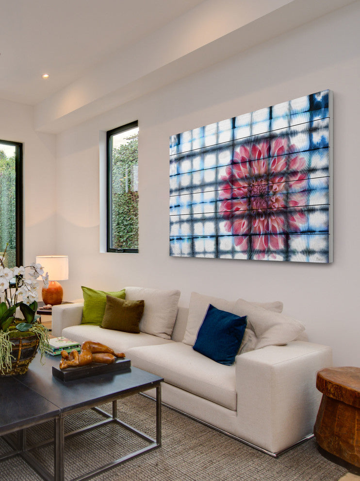 "Caged Peony" Print on White Wood, 45"x30"