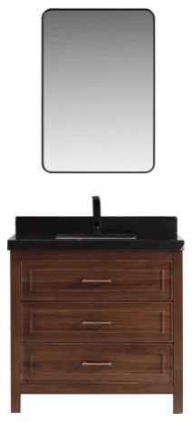 WK2428-36-EB-B Vanity With Mirror, Sconce and Faucet Included