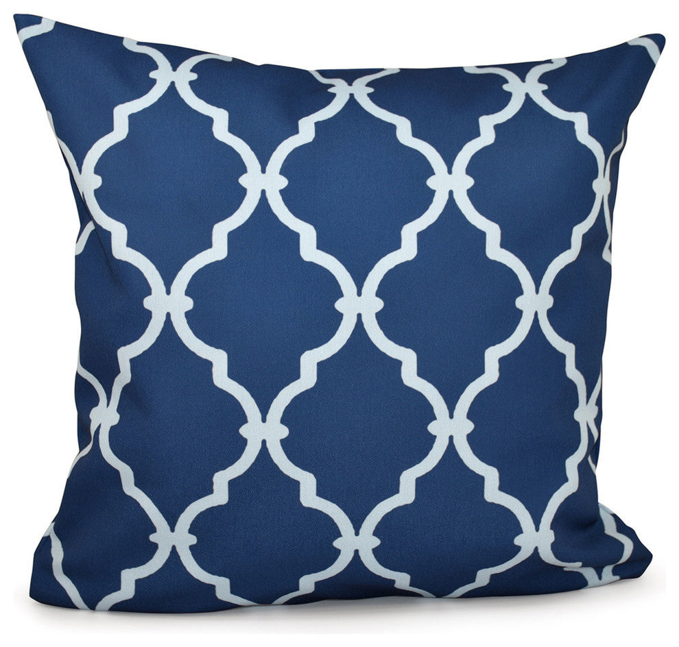 Trellis Decorative Pillow, Navy Blue, 16"x16"