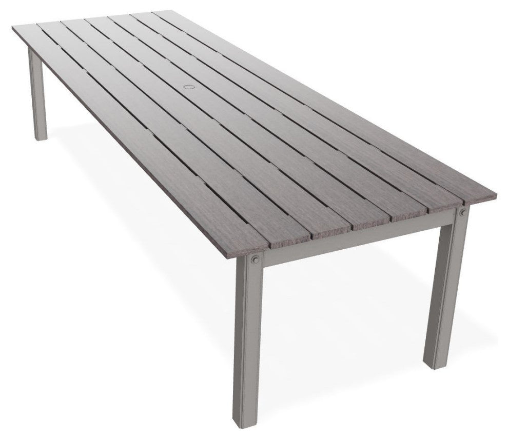 42" x 120" Rustic Extendable Outdoor Dining Table, Warm Gray