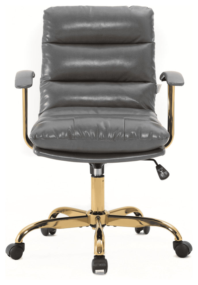 LeisureMod Regina Modern Leather Adjustable Conference Chair, Titanium Gray