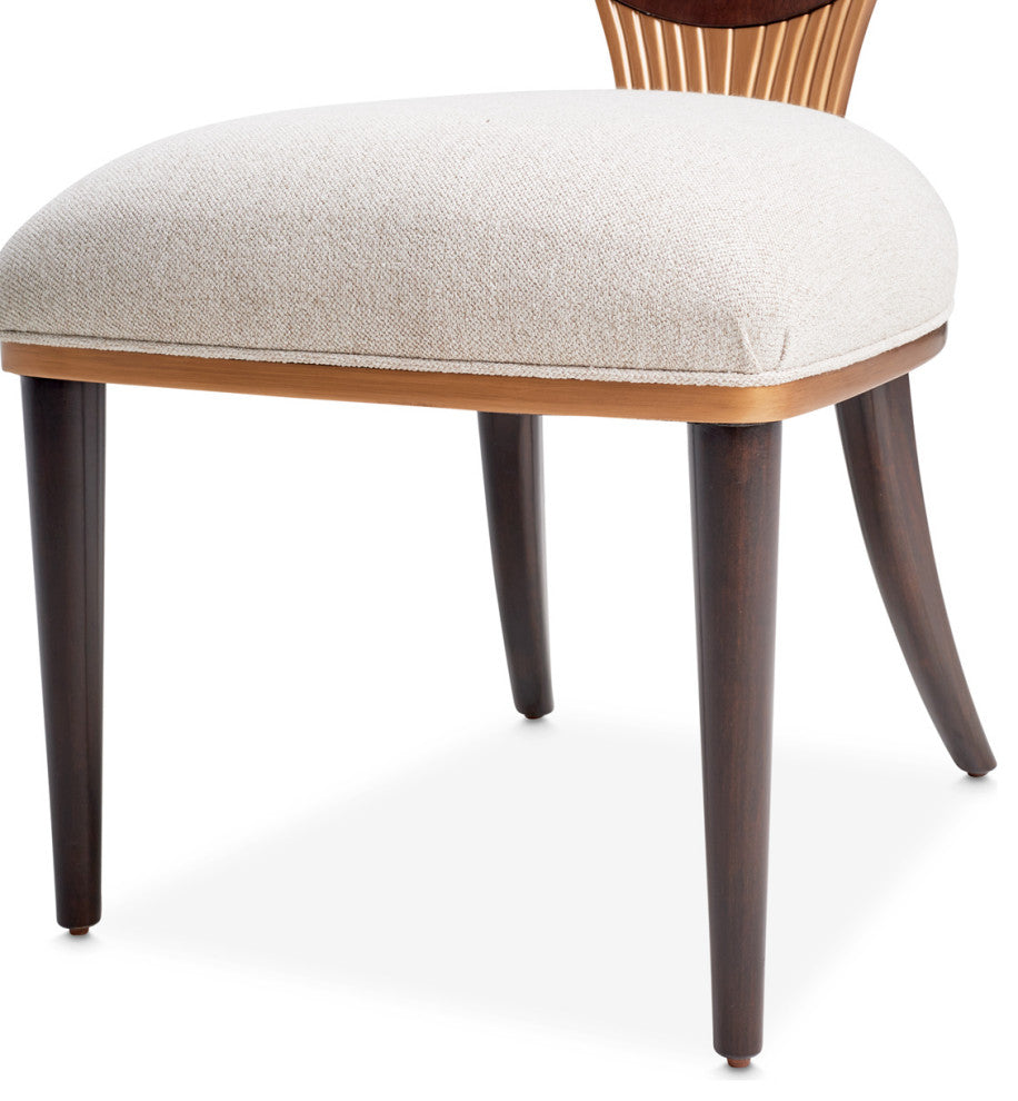 Camellia Field Dining Side Chair, Set of 2, Linen/Warm Pecan