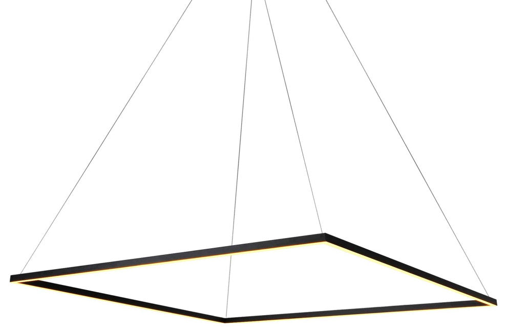 51" Atria LED Square Chandelier, Adjustable Suspension Fixture, Black