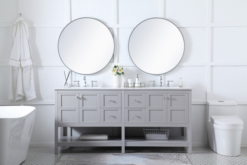 Grey 72" Double Sink Bathroom Vanity