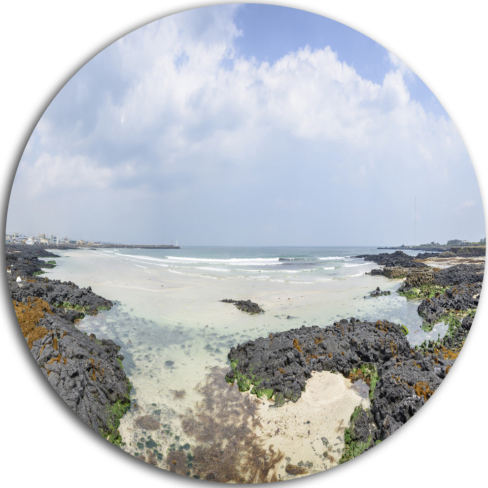 Panorama View Of Woljeongri Beach, Landscape Disc Metal Artwork, 36"
