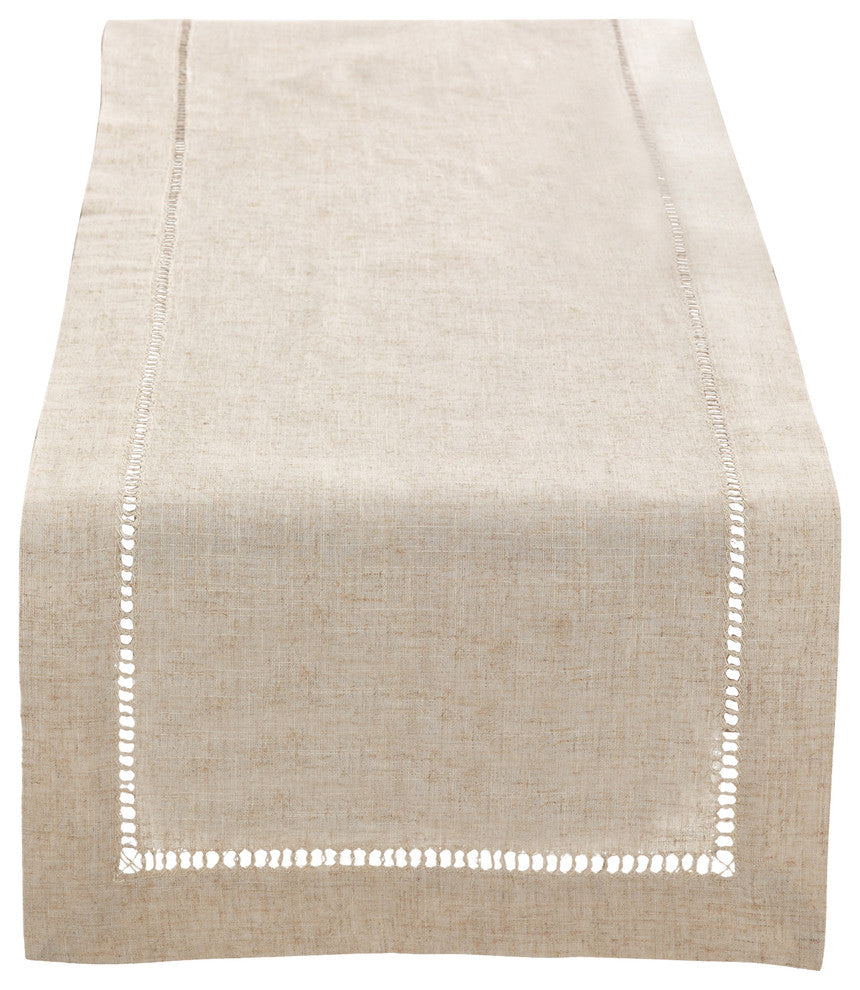 Classic Hemstitched Linen Blend Runner, 16"x90"