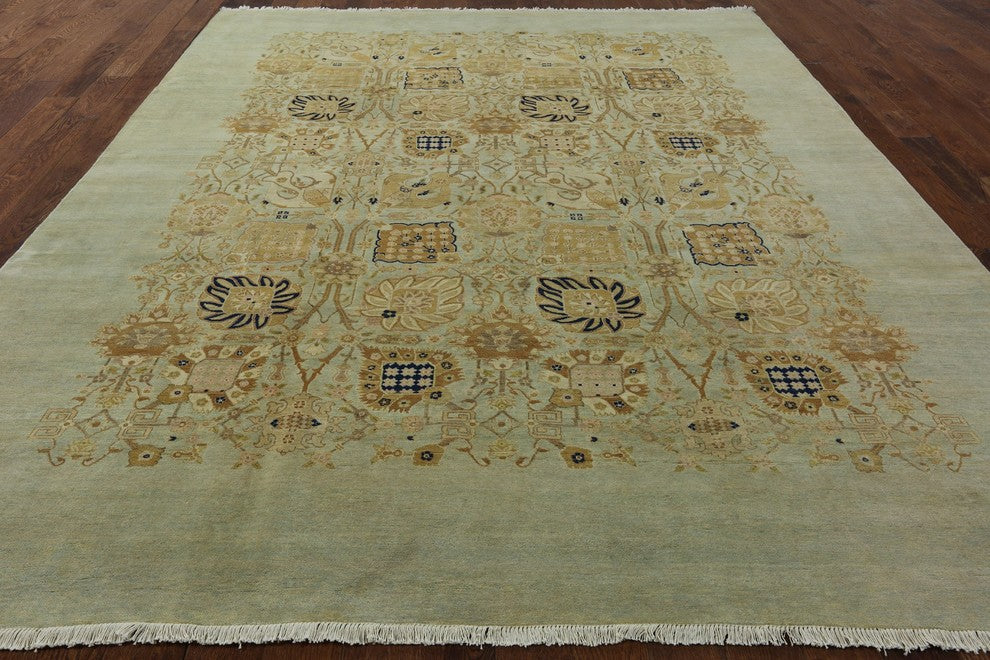 Valley Oriental Blue Peshawar Chobi Wool Hand-Knotted Rug, 9'x12'