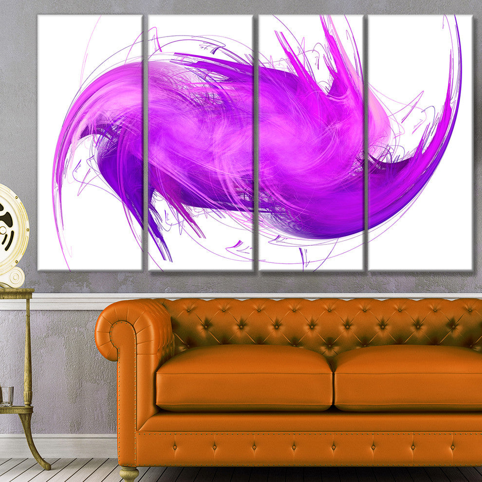 Abstract Purple Fractal Pattern, Abstract Wall Art Canvas, 48"x28", 4 Panels