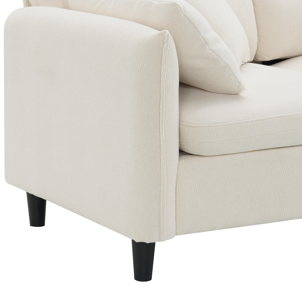 GDF Studio Modern Convertible L-Shaped Sectional Sofa With Ottoman, Beige