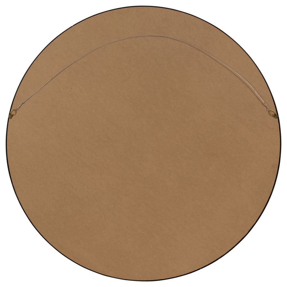 Travis Round Wood Accent Wall Mirror, Black 31.5 Diameter
