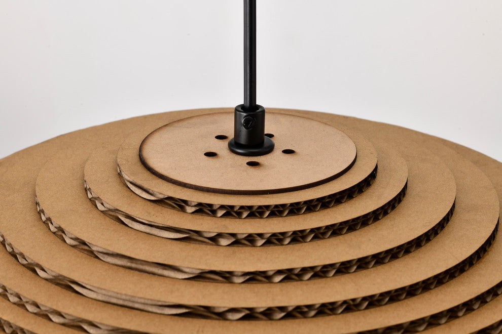 Matte Black Modern Nordic Style Pendant With Natural Brown Origami Paper Shade