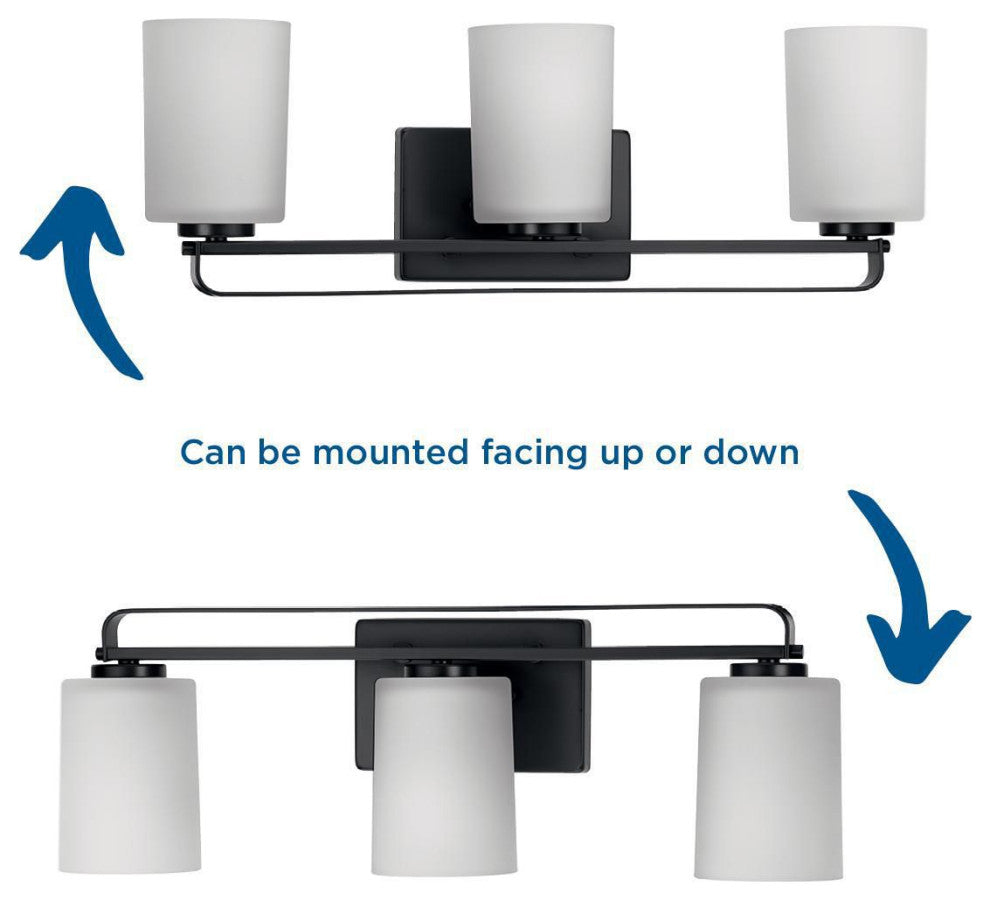 League Collection 3-Light Modern Farmhouse Bath Vanity Light, Matte Black