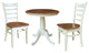 30" Round Top Pedestal Dining Table With 2 Dining Chairs