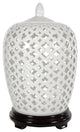 12" Carved Lattice Decorative Vase Jar