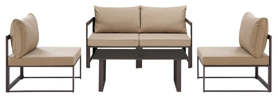 Brown Mocha Fortuna 5 Piece Outdoor Patio Sectional Sofa Set