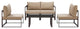 Brown Mocha Fortuna 5 Piece Outdoor Patio Sectional Sofa Set