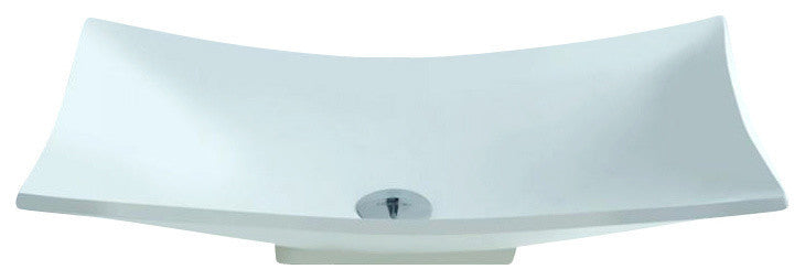 ADM Curved Stone Resin Countertop Sink, White, 25", Matte White