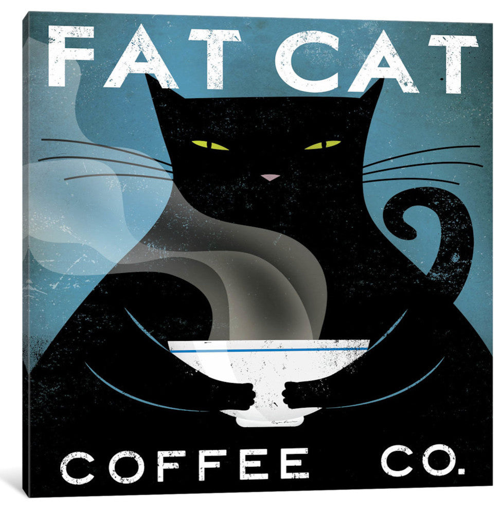 "Cat Coffee no City Gallery" by Ryan Fowler, 18x18x1.5"