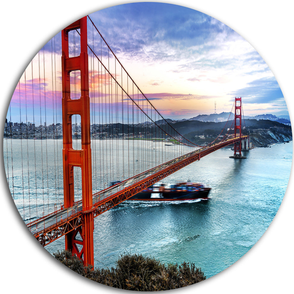 Golden Gate In San Francisco, Sea Bridge Disc Metal Artwork, 23"