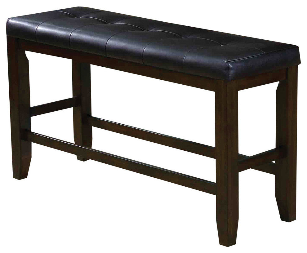 Acme Urbana Counter Height Bench, Black PU and Espresso