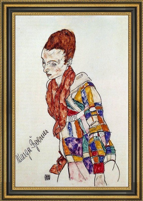 Egon Schiele Portrait of Marga Boerner - 18" x 27" Framed Premium Canvas Print