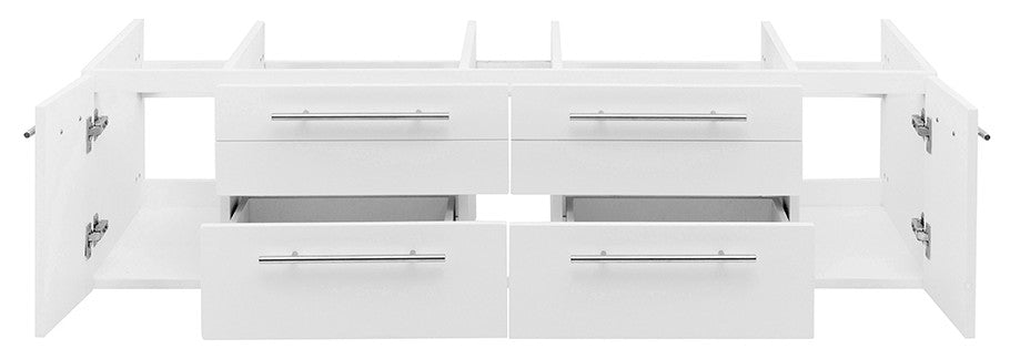 Lucera Wall Mount Vessel Sink Bathroom Cabinet, White, 60"