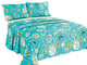 Tache Cotton Butterfly Wonderland Blue Floral Colorful Flat Sheet Set, Cal King