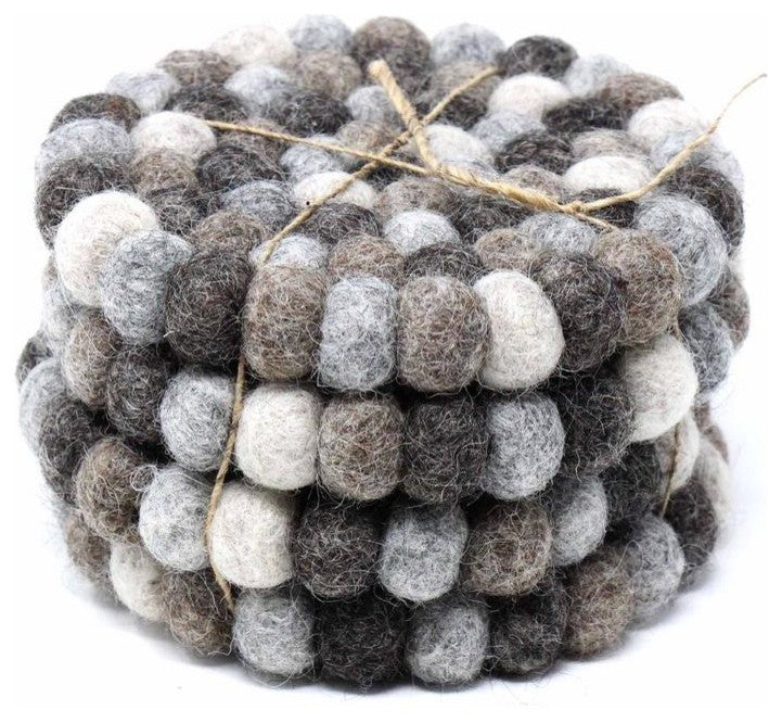 Felt Ball Coasters, Set of 4, Gray
