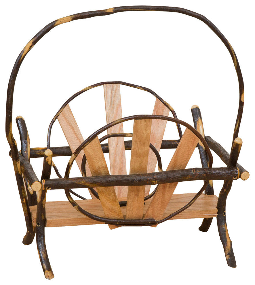 Hickory Log Floor Magazine Stand, Hickory & Oak