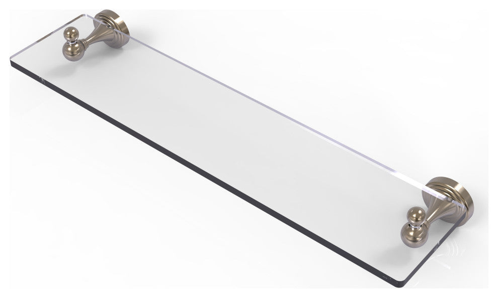 Sag Harbor 22" Glass Vanity Shelf with Beveled Edges, Antique Pewter