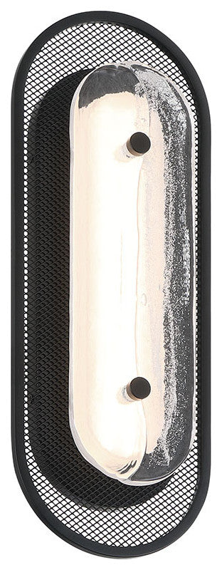 Tramore, Wall Sconce, 16", Matte Black, Silver Glass