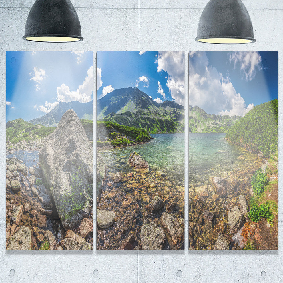 "Amazing Pond in Tatra Mountains" Metal Wall Art, 3 Panels, 36"x28"