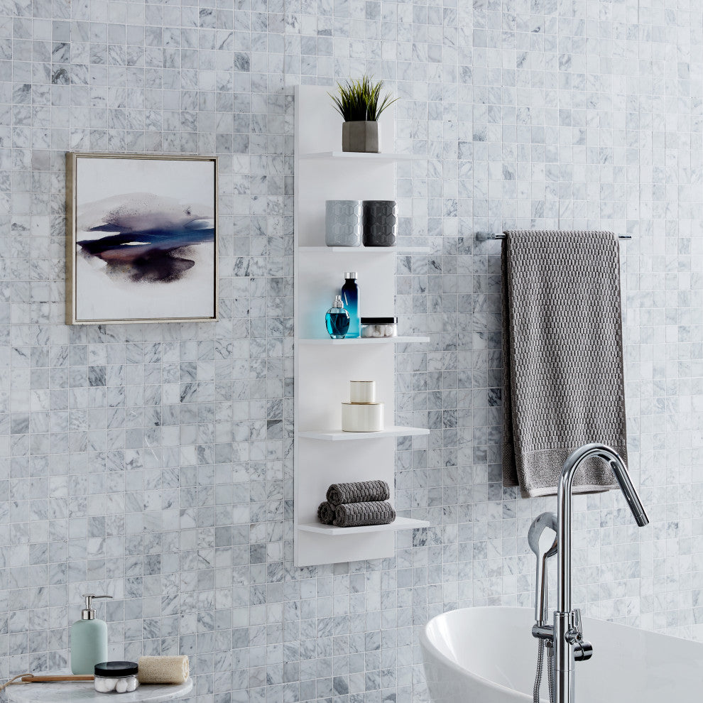 Danya B. Tiered Wide Column Wall Shelf, White