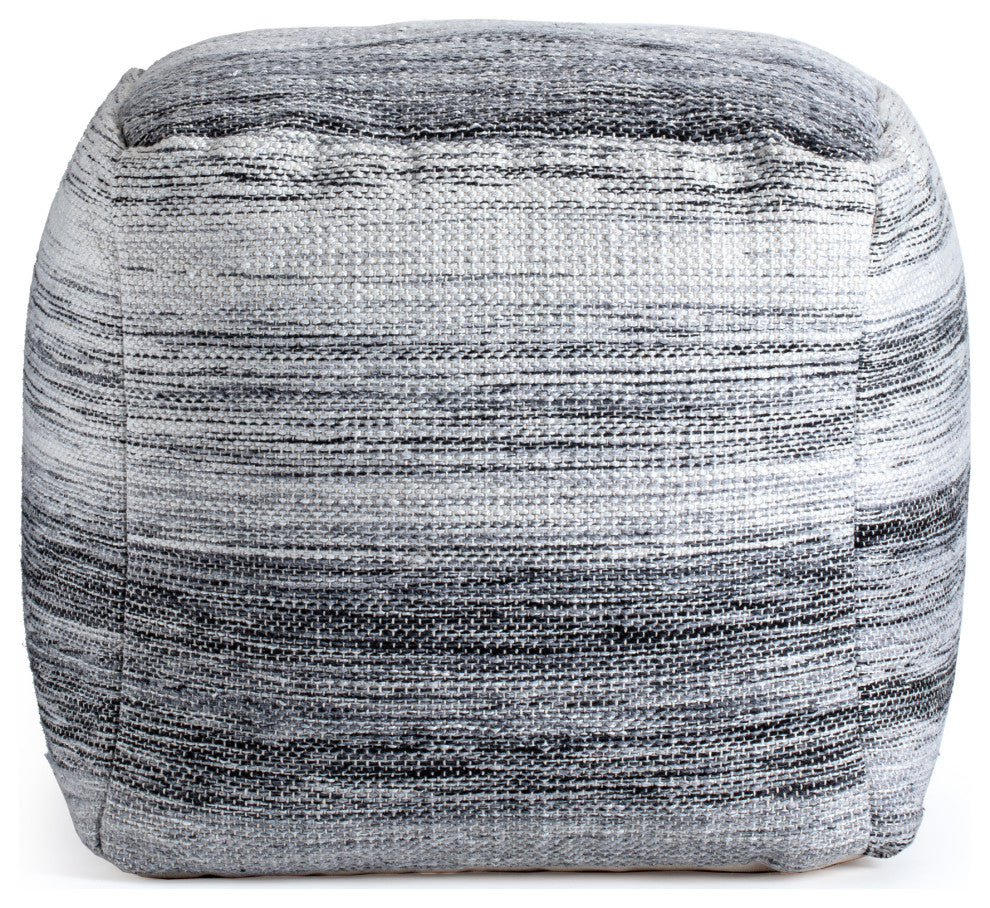 Inverness 20" x 20" x 20" Black and Ivory Pouf