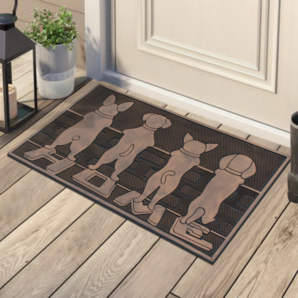 A1HC First Impression Dogs Home Rubber Mat, Beautifully Copper Finished 18"x30"