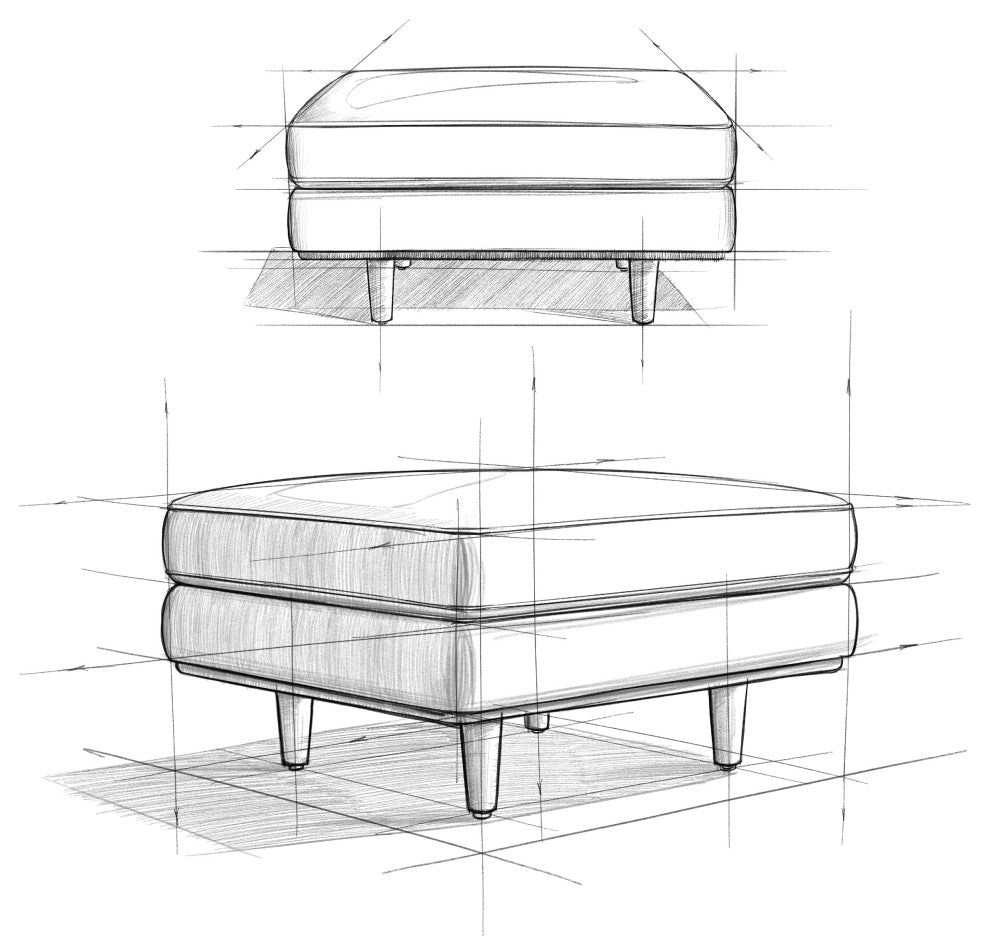 Morrison Ottoman, Mist Grey, 33"