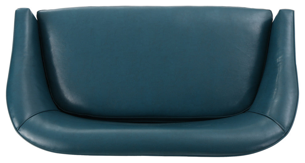 GDF Studio Isolde Modern Petite Loveseat, Teal Leather