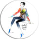 Young Woman Colorful, Portrait Digital Art Round Metal Wall Art, 23"