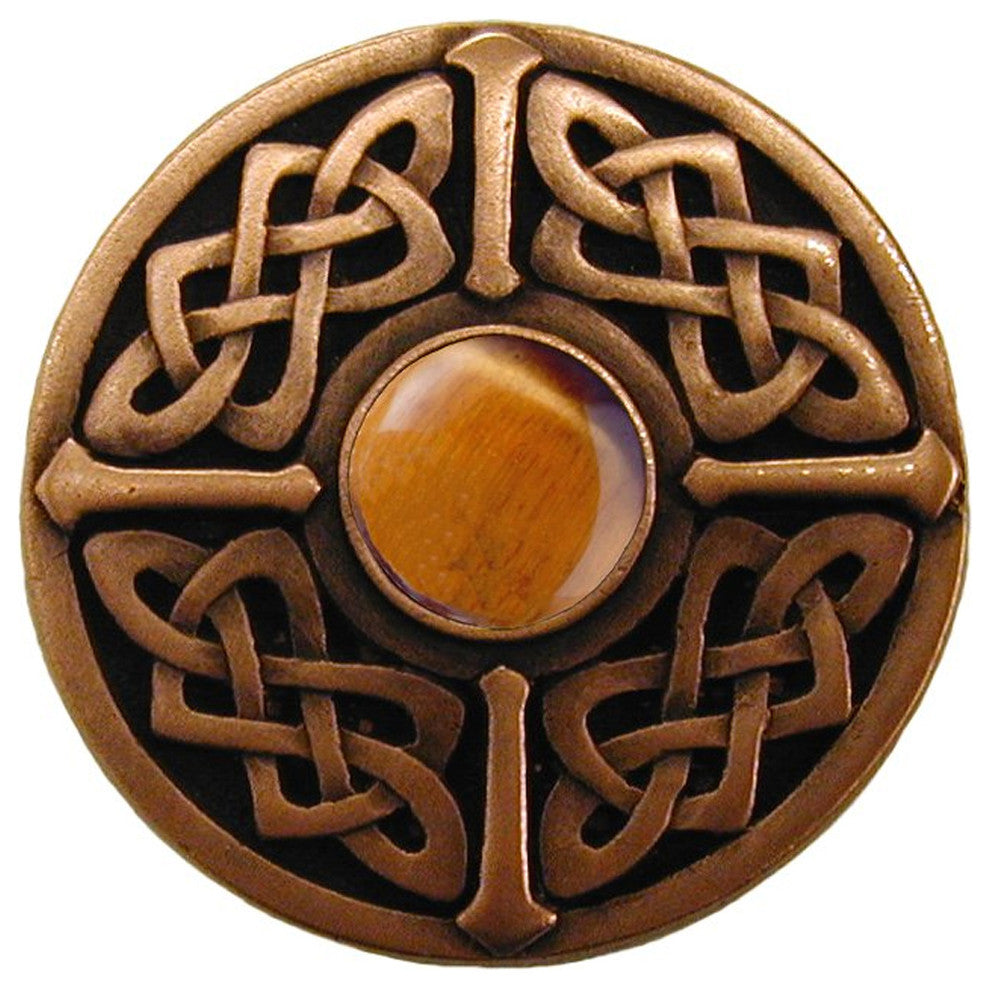 Celtic Jewel Knob Antique Brass, Blue Sodalite Natural Stone, Antique Copper, Ti