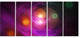 Merge Colored Spheres., Contemporary Canvas Art Print, 60"x28", 5 Panels