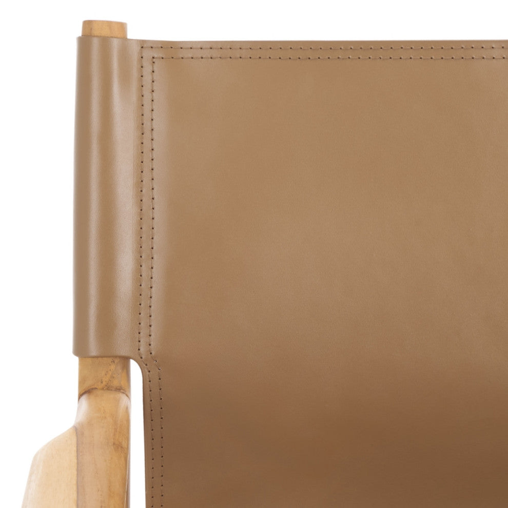 Safavieh Couture Cassaphina Leather Arm Chair, Brown/Natural