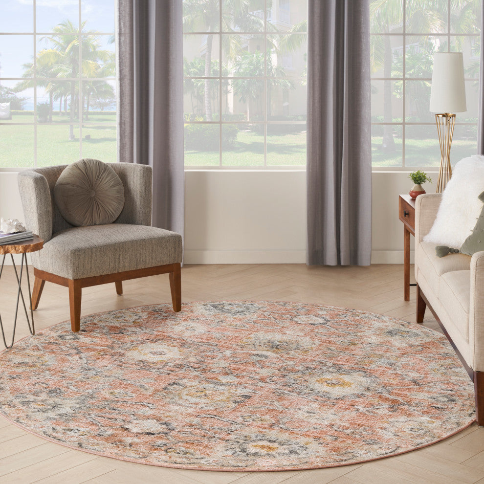 Nourison Oushak Home 7'10" x Round Rust Vintage Indoor Rug
