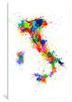 "Map Of Italy Paint Splashes II" Wrapped Canvas Print, 26x18x1.5